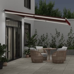 Auvent manuel rétractable avec LED bordeaux 400x350 cm 510487510487