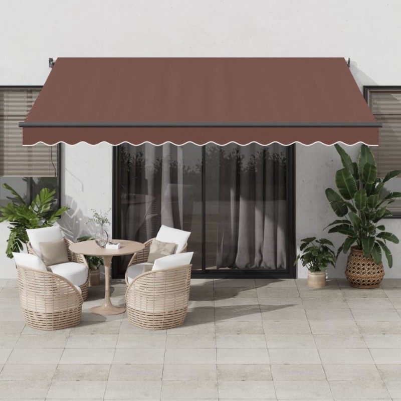 Auvent manuel rétractable avec LED marron 400x350 cm 510490510490