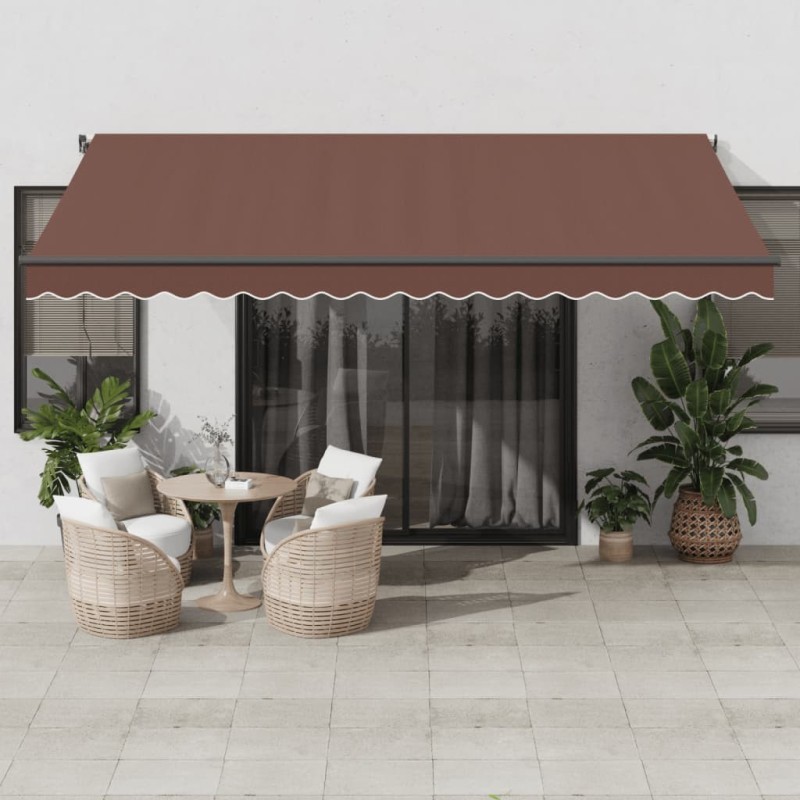 Auvent manuel rétractable avec LED marron 450x350 cm 510493510493