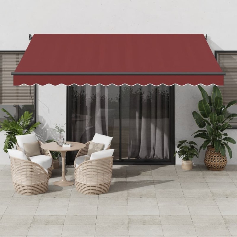 Auvent manuel rétractable avec LED bordeaux 400x350 cm 510501510501