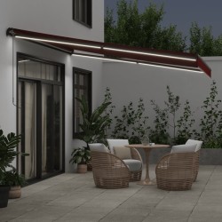 Auvent manuel rétractable avec LED bordeaux 400x350 cm 510501510501