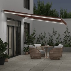 Auvent manuel rétractable avec LED marron 450x350 cm 510502510502