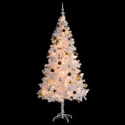 Arbre de Noël artificiel pré-éclairé avec boules blanc 180 cm 510504510504