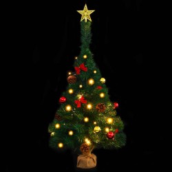 Arbre de Noël artificiel pré-éclairé avec boules vert 64 cm 510505510505