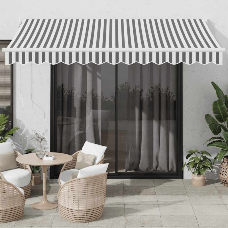 Auvent rétractable anthracite et blanc 3,5x2,5m tissu/aluminium 510509510509