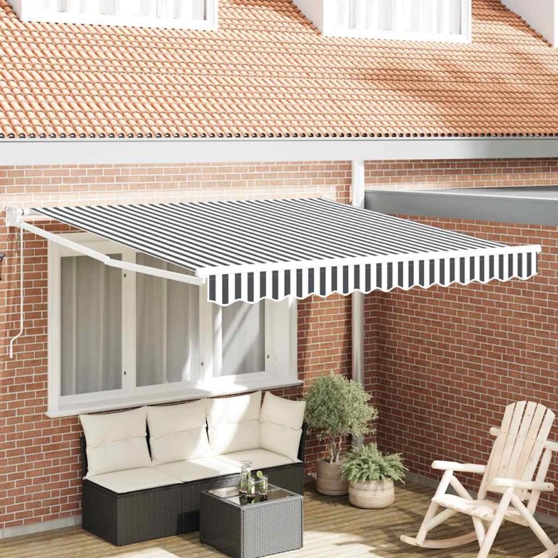 Auvent rétractable anthracite/blanc 3x2,5 m tissu et aluminium 510510510510