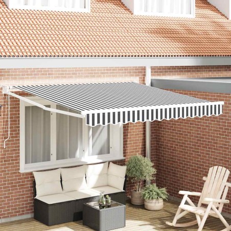 Auvent rétractable anthracite/blanc 3x2,5 m tissu et aluminium 510510510510