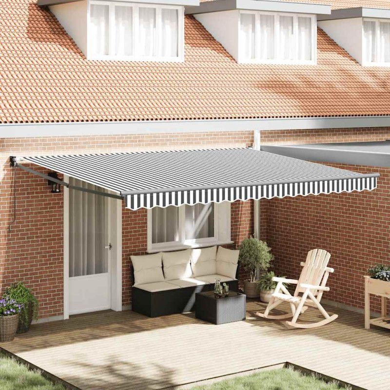 Auvent rétractable anthracite et blanc 4,5x3 m tissu/aluminium 510512510512