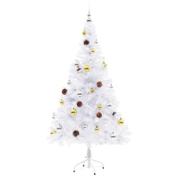 Arbre de Noël artificiel pré-éclairé avec boules blanc 150 cm 510513510513