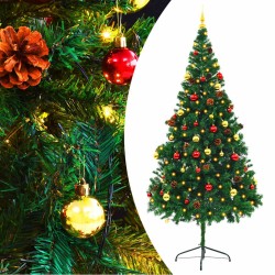 Arbre de Noël artificiel pré-éclairé avec boules vert 210 cm 510514510514