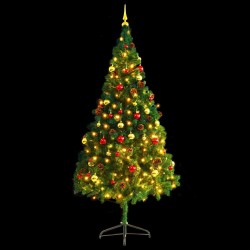 Arbre de Noël artificiel pré-éclairé avec boules vert 210 cm 510514510514