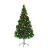 Arbre de Noël artificiel pré-éclairé avec boules vert 210 cm 510514510514