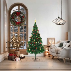 Arbre de Noël artificiel pré-éclairé avec boules vert 180 cm 510515510515