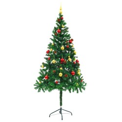 Arbre de Noël artificiel pré-éclairé avec boules vert 180 cm 510515510515