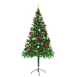 Arbre de Noël artificiel pré-éclairé avec boules vert 180 cm 510515510515