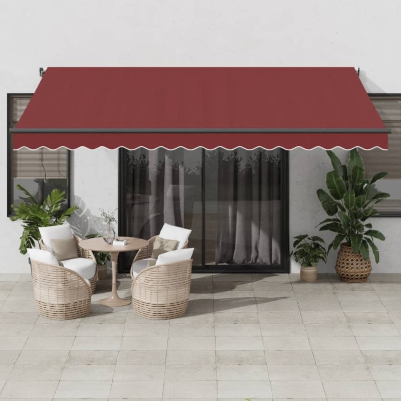 Auvent manuel rétractable avec LED bordeaux 450x350 cm 510516510516