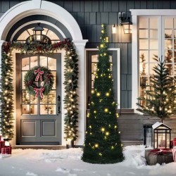 Sapin de Noël artificiel pré-éclairé avec guirlandes vert 210cm 510520510520