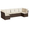 Salon de jardin avec coussins 7 pcs marron résine tressée 510530510530