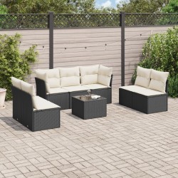 Salon de jardin 8 pcs avec coussins noir résine tressée 510533510533