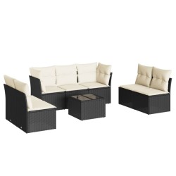 Salon de jardin 8 pcs avec coussins noir résine tressée 510533510533