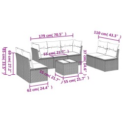 Salon de jardin 8 pcs avec coussins noir résine tressée 510533510533