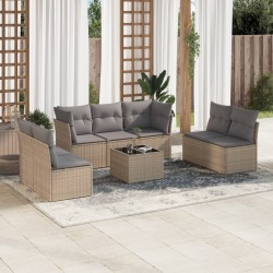 Salon de jardin avec coussins 8 pcs beige résine tressée 510534510534