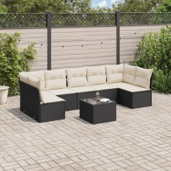 Salon de jardin 8 pcs avec coussins noir résine tressée 510535510535