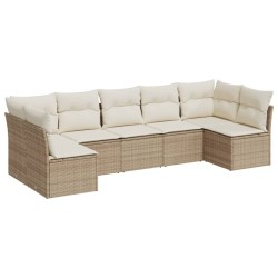 Salon de jardin avec coussins 7 pcs beige résine tressée 510536510536