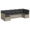 Salon de jardin avec coussins 7 pcs gris clair résine tressée 510537510537