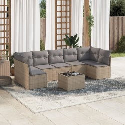 Salon de jardin avec coussins 8 pcs beige résine tressée 510541510541
