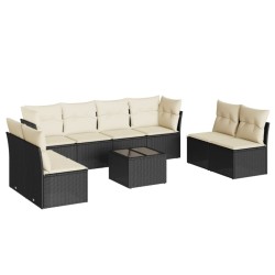 Salon de jardin 9 pcs avec coussins noir résine tressée 510543510543