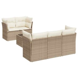 Salon de jardin avec coussins 6 pcs beige résine tressée 510545510545