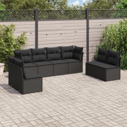 Salon de jardin 8 pcs avec coussins noir résine tressée 510549510549