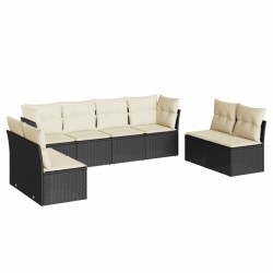 Salon de jardin 8 pcs avec coussins noir résine tressée 510550510550