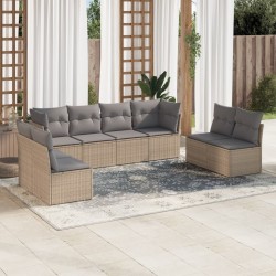 Salon de jardin avec coussins 8 pcs beige résine tressée 510551510551