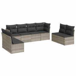 Salon de jardin 8 pcs avec coussins gris clair résine tressée 510552510552