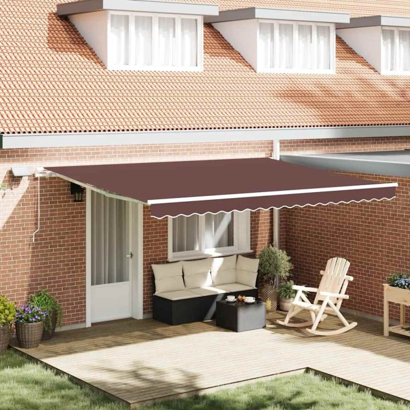 Auvent manuel rétractable avec LED marron 450x300 cm 510556510556