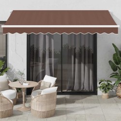 Auvent manuel rétractable avec LED marron 350x250 cm 510570510570