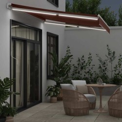 Auvent manuel rétractable avec LED marron 350x250 cm 510570510570