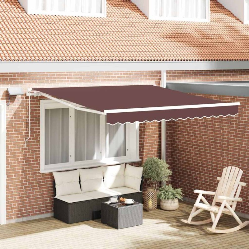 Auvent manuel rétractable avec LED marron 300x250 cm 510572510572