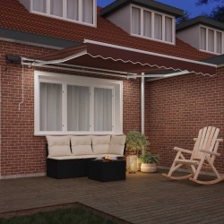 Auvent manuel rétractable avec LED marron 300x250 cm 510572510572