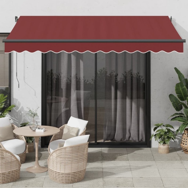 Auvent manuel rétractable avec LED bordeaux 350x250 cm 510573510573