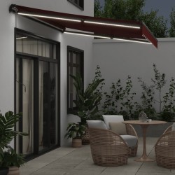 Auvent manuel rétractable avec LED bordeaux 350x250 cm 510573510573