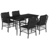 Ensemble à manger de jardin coussins 5pcs Noir Résine tressée 510585510585