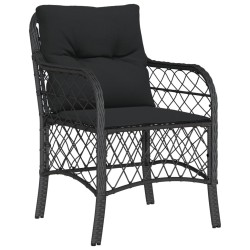 Ensemble à manger de jardin coussins 5pcs Noir Résine tressée 510585510585
