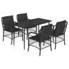 Ensemble à manger de jardin coussins 5pcs Noir Résine tressée 510586510586