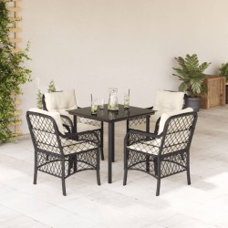 Ensemble à manger de jardin coussins 5pcs Noir Résine tressée 510587510587
