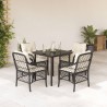 Ensemble à manger de jardin coussins 5pcs Noir Résine tressée 510587510587