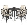 Ensemble à manger de jardin coussins 5pcs Noir Résine tressée 510587510587