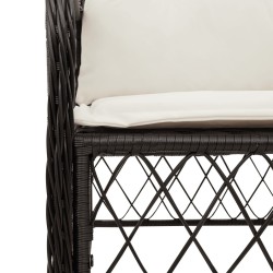 Ensemble de bistro 3 pcs avec coussins noir résine tressée 510588510588